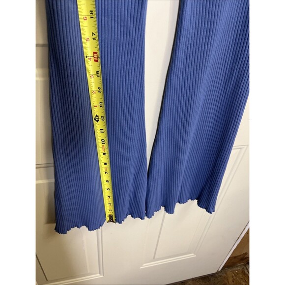 AERIE Ribbed Kick It Super Flare Pants Small Dusty Blue High Rise Boho - Picture 7 of 7